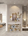 Sandgold floral metal table with Nordic decoration Specification image